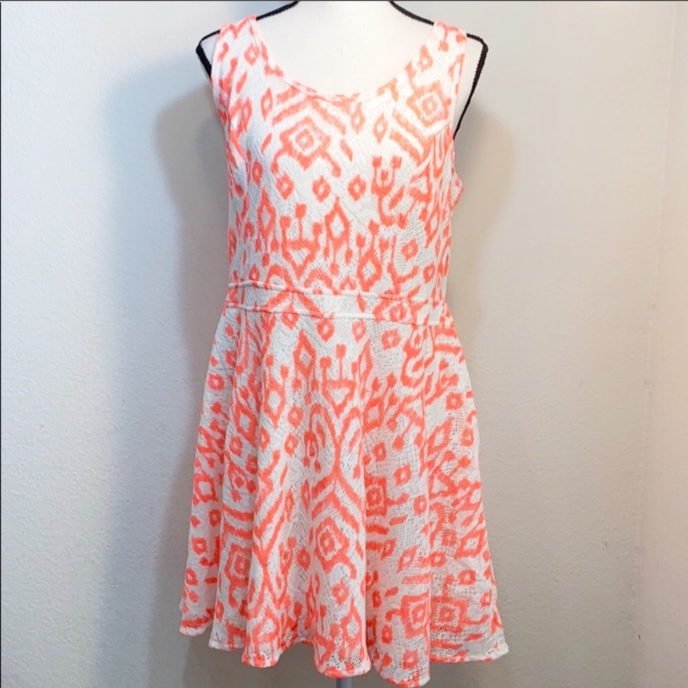 Bethany Mota white laced,neon orange print dress - Picture 2 of 5